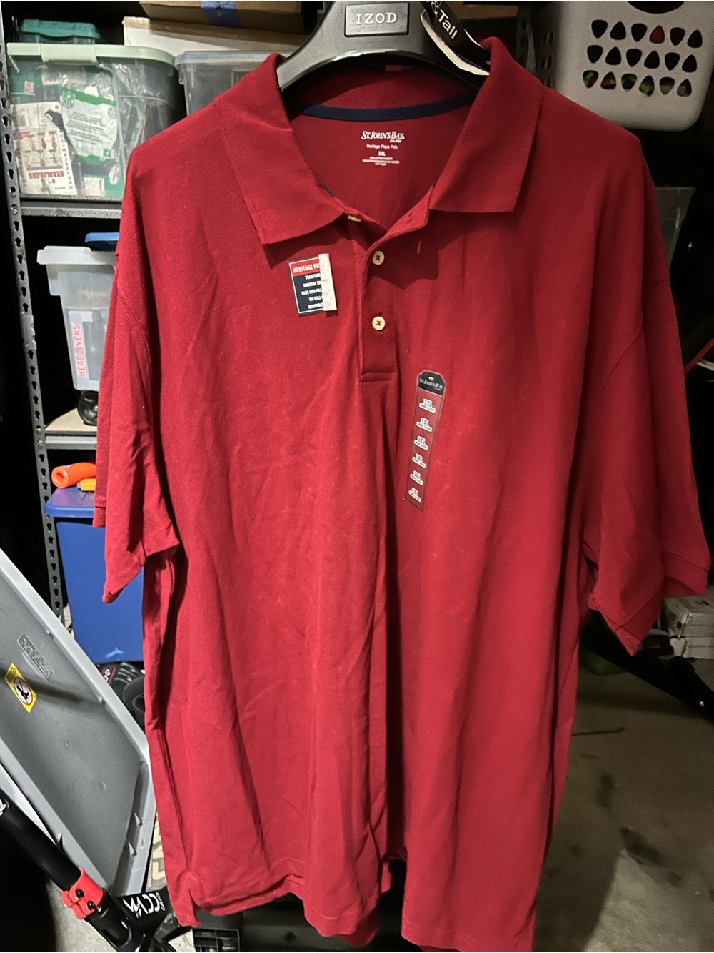 NWT St. John’s Bay Men’s 3XL Red Heritage Pique Polo Shirt Big & Tall
